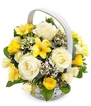 Basket Yellow and White