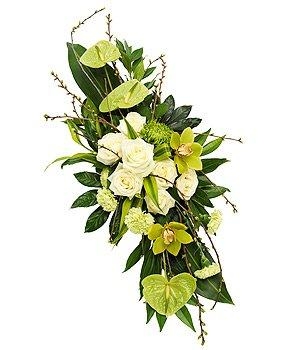 Coffin Spray White Rose and Orchid